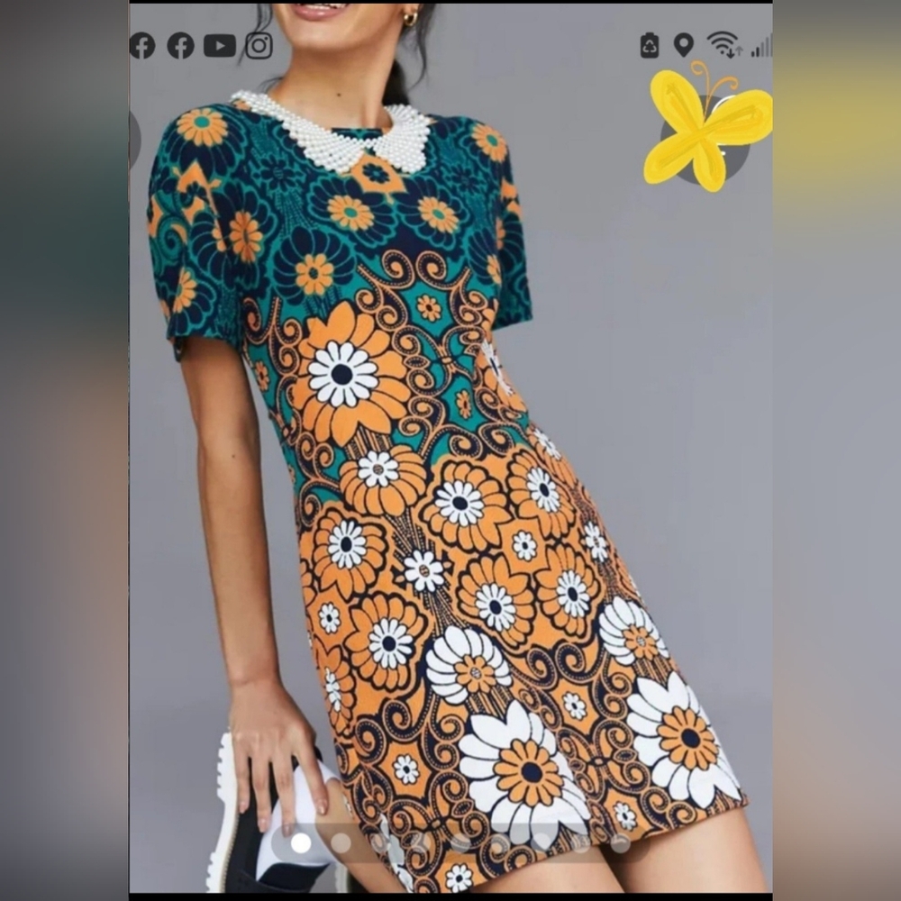 ANTHROPOLOGIE MaEve Mod flower mini dress